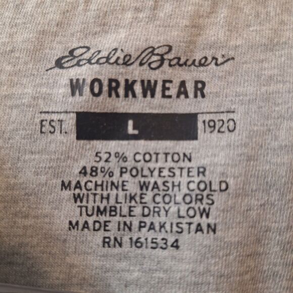 Eddie Bauer Workwear Shirt Mens L Gray Heathered Pocket Long Sleeve Crew Neck - Picture 3 of 4